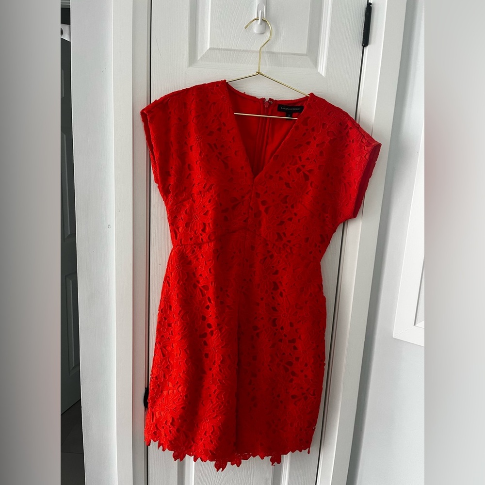 Banana Republic Orange Lace Petite Dress 2P Cotton Eyelette